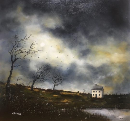 Lonely cottage painting by Worcester artist Jane Devereux