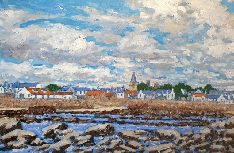 west anstruther from the skellies painting by Colin Jack
